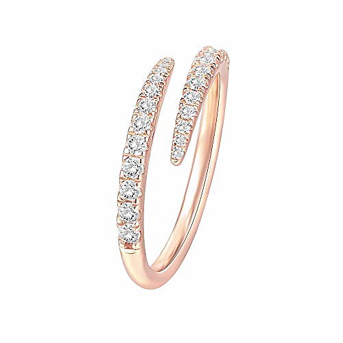 

14k gold plated sterling silver cubic zirconia open twist eternity band rose gold for women Adjustable opening