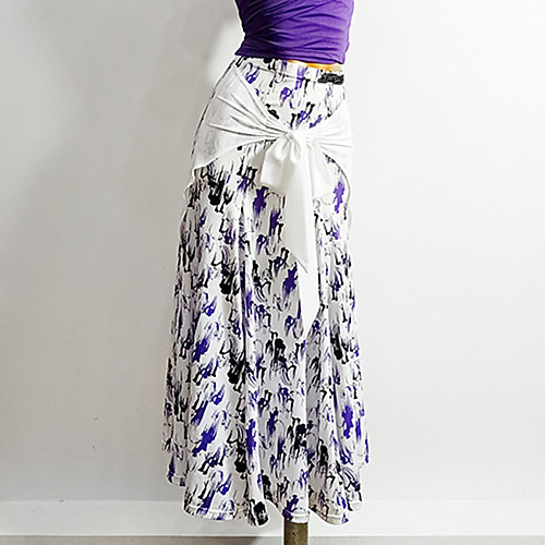 

Ballroom Dance Skirts Pattern / Print Split Joint Women's Training Performance Chiffon Milk Fiber