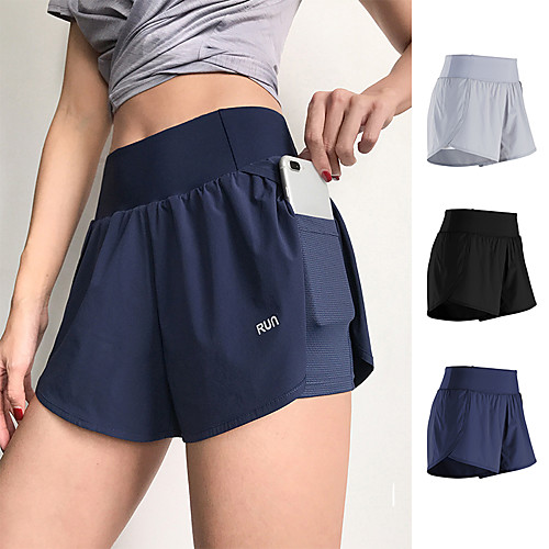 

Women's Running Shorts Athletic Shorts Bottoms 2 in 1 Liner Pocket Elastane Yoga Fitness Gym Workout Running Trail Comfy Breathable Quick Dry Sport White Black Blue / Stretchy