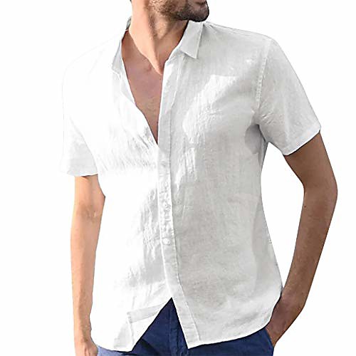 

Men's Shirt non-printing Solid Color Long Sleeve Vacation Tops White Black Blue