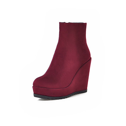 

Women's Boots Wedge Heel Round Toe Booties Ankle Boots Classic Daily Nubuck Solid Colored Black Burgundy Blue / Booties / Ankle Boots / Booties / Ankle Boots