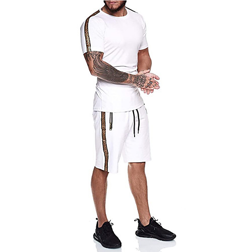 

Men's 2 Piece Tracksuit Jogging Suit Short Sleeve 2pcs Breathable Quick Dry Moisture Wicking Fitness Gym Workout Running Active Training Walking Sportswear Running T-Shirt With Shorts Athleisure Wear