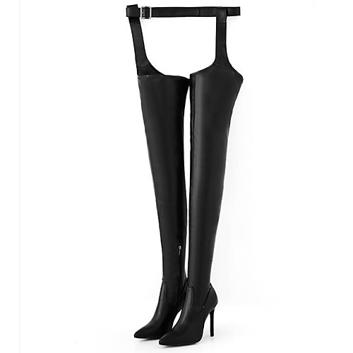 

Women's Boots Sexy Boots Stiletto Heel Boots Stiletto Heel Pointed Toe Crotch High Boots Basic Casual Daily Party & Evening Walking Shoes PU Solid Colored Black / Over The Knee Boots