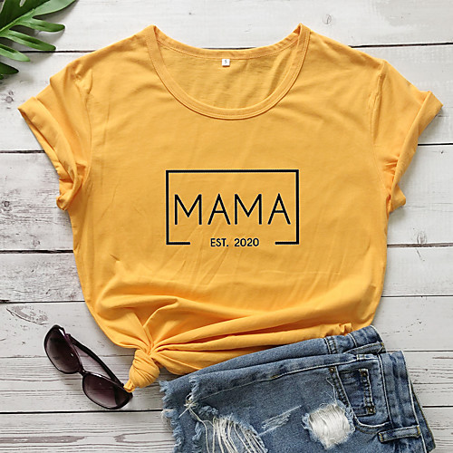 

Women's Mom T shirt Graphic Text Graphic Prints Print Round Neck Tops 100% Cotton Basic Basic Top White Black Red