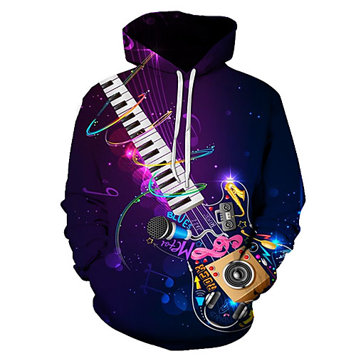 

Men's Plus Size Pullover Hoodie Sweatshirt Graphic Music Hooded Going out Club 3D Print Basic Casual Hoodies Sweatshirts Long Sleeve Rainbow