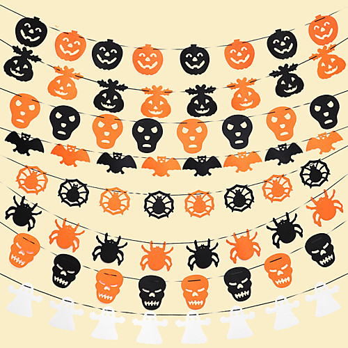 

Halloween Party Toys Halloween Banner 6 pcs Skull Pumpkin Masquerade Random Style Non-woven Fabrics Trick or Treat Halloween Party Favors Supplies