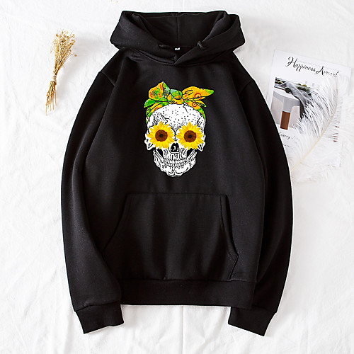 

Women's Pullover Hoodie Sweatshirt Skull Daily Other Prints Halloween Hoodies Sweatshirts Black Purple Red