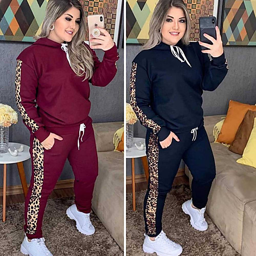 

Women's 2 Piece Tracksuit Sweatsuit Street Casual 2pcs Winter Long Sleeve Spandex Moisture Wicking Breathable Soft Fitness Gym Workout Performance Running Jogging Sportswear Stripes Hoodie Burgundy