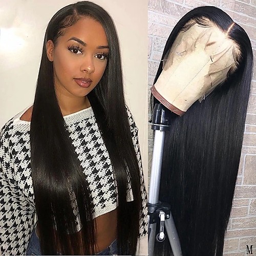 

Remy Human Hair Lace Front Wig Free Part style Brazilian Hair Straight Natural Wig 150% Density Soft Women For Black Women Women's Long Human Hair Lace Wig