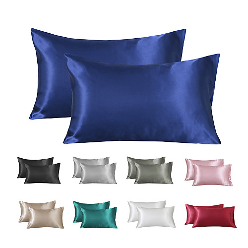 

Satin Pillowcase for Hair and Skin 2 Pack Silky Satin Pillow Cases No Zipper Pillow Covers with Envelope Closure