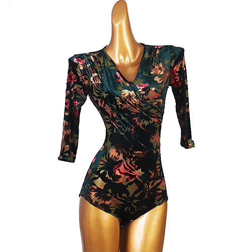 

Latin Dance Leotard / Onesie Pattern / Print Women's Performance Half Sleeve Spandex