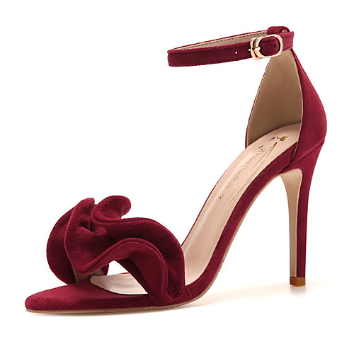 

Women's Sandals Stiletto Heel Open Toe High Heel Sandals Basic Sexy Minimalism Daily Office & Career Suede Flower Solid Colored Wine Black Pink