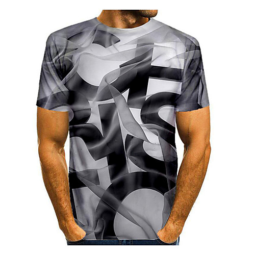 

Men's T shirt Graphic Short Sleeve Daily Tops Basic Elegant Gray