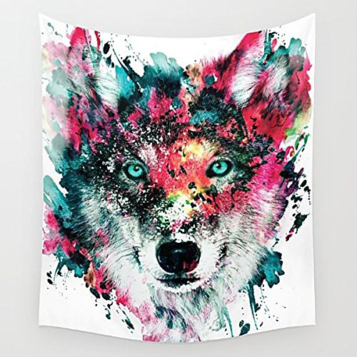 

Oil Painting Style Wall Tapestry Art Decor Blanket Curtain Hanging Home Bedroom Living Room Decoration Wolf Animal