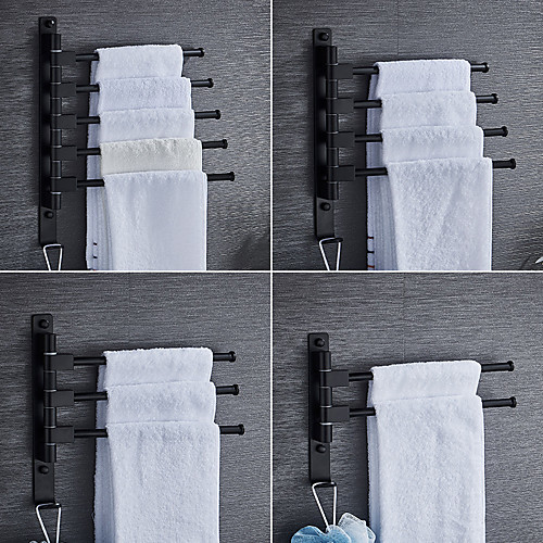 

Towel Bar with Hook New Design Contemporary Aluminum 2/3/4/5 Rods Towel Bar Wall Mounted 1pc