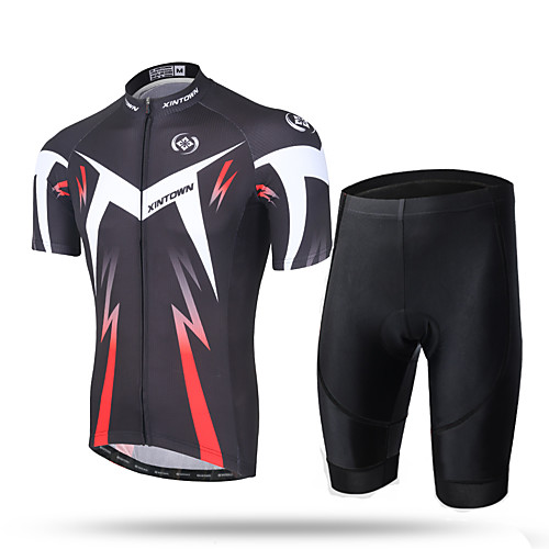 

21Grams Men's Short Sleeve Cycling Jersey with Shorts Coolmax Mesh Spandex Green and Black Black / Red Novelty Bike Shorts Pants / Trousers Jersey Breathable 3D Pad Quick Dry Ultraviolet Resistant