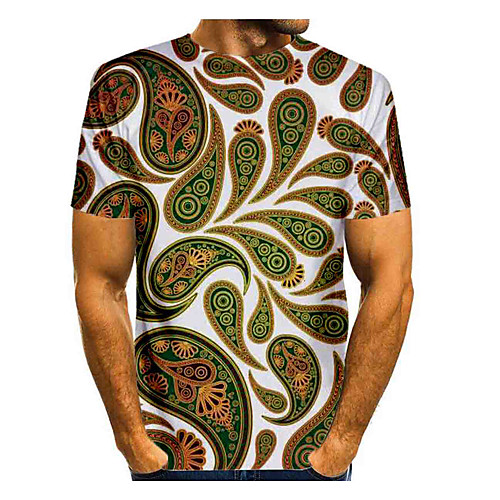 

Men's T shirt 3D Print Graphic Paisley Plus Size Print Short Sleeve Daily Tops Elegant Exaggerated Green