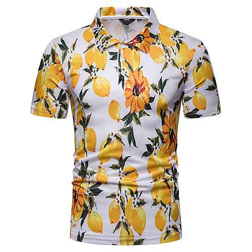 

Men's Polo Graphic Short Sleeve Daily Tops Yellow