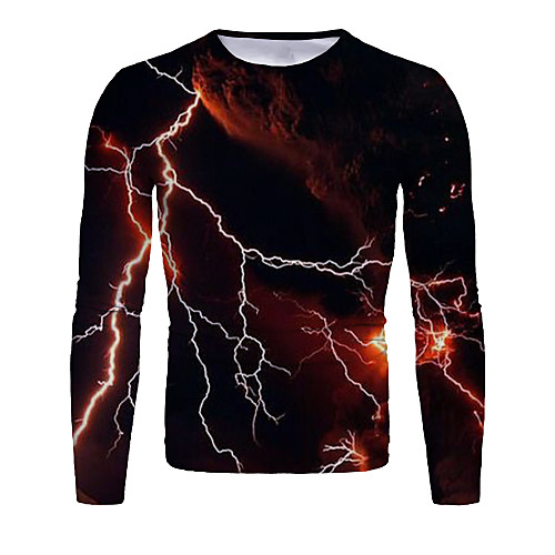 

Men's T shirt Graphic Long Sleeve Daily Tops Basic Elegant Black