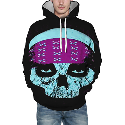 

Men's Pullover Hoodie Sweatshirt Graphic Skull Halloween Daily Going out Casual Hoodies Sweatshirts Black