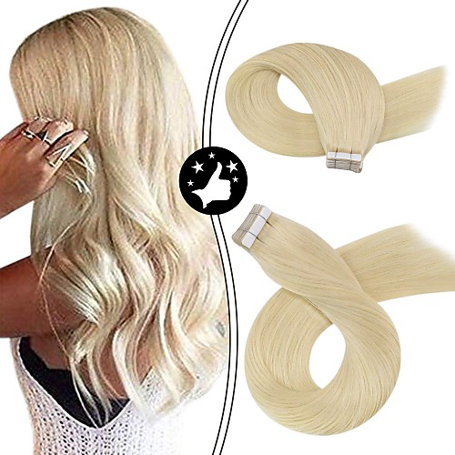 

Tape In Hair Extensions Remy Human Hair 20pcs Pack Straight Hair Extensions