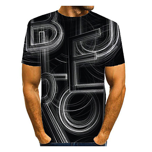 

Men's T shirt Graphic Short Sleeve Daily Tops Basic Elegant Black