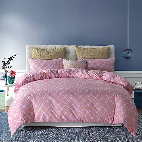 

Pink Wave Print 3-Piece Duvet Cover Set Hotel Bedding Sets Comforter Cover with Soft Lightweight Microfiber(Include 1 Duvet Cover and 1 or 2 Pillowcases)