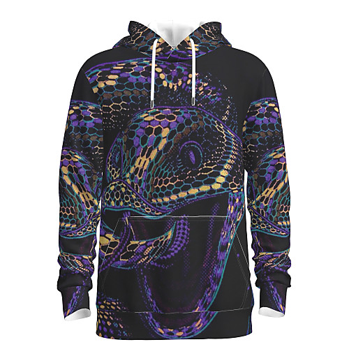 

Men's Pullover Hoodie Sweatshirt Animal Patterned Graphic Daily 3D Print Basic Hoodies Sweatshirts Black