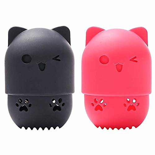 

2 pcs beauty sponge blender container, makeup blender sponge holder washable reusable protective carrying case (red/black)