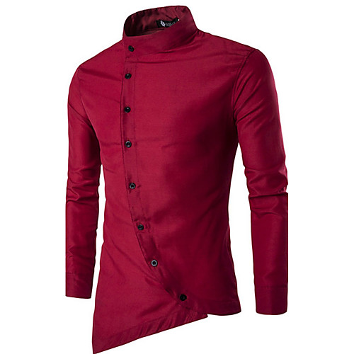 

Men's Shirt Solid Colored Basic Long Sleeve Daily Tops Chinoiserie White Black Red
