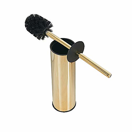 

solid stainless steel toilet bowl brush and holder- stainless steel 304 handle toilet scrubber (gold)