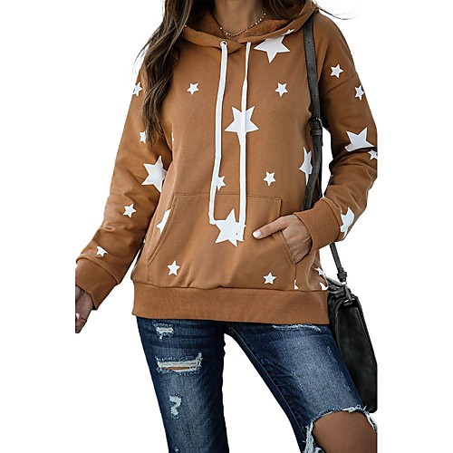 

Women's Pullover Hoodie Sweatshirt Star Daily Casual Hoodies Sweatshirts Loose Purple Red Brown