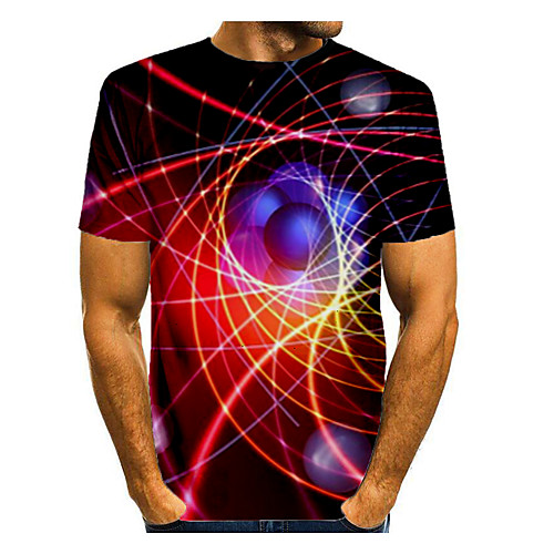 

Men's T shirt Graphic Short Sleeve Daily Tops Basic Elegant Rainbow