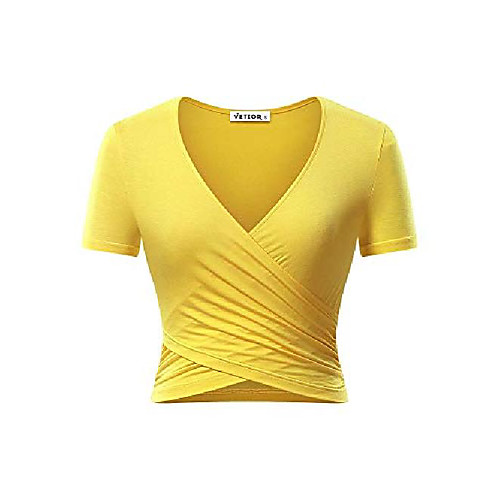 

Women's T shirt Solid Color Plain Criss Cross V Neck Tops Casual Basic Top Light Blue Navy White