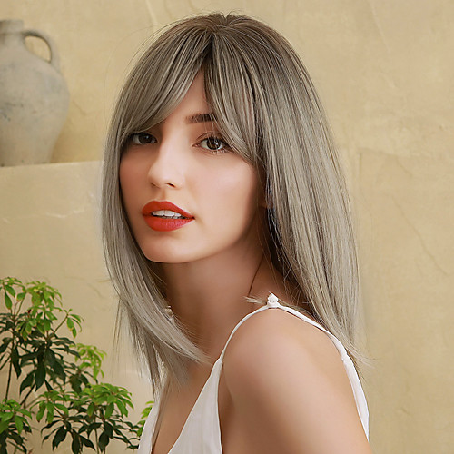 

Synthetic Wig Straight Natural Straight Middle Part Side Part Wig Medium Length Light golden Synthetic Hair 14 inch Women's Cosplay Fashion Ombre Hair Blonde Ombre BLONDE UNICORN