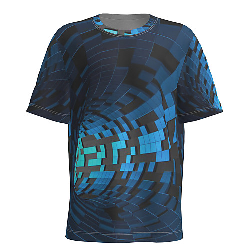 

Men's T shirt 3D Print Graphic Abstract Short Sleeve Daily Tops Basic Blue