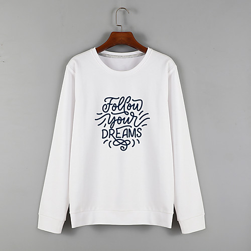 

Women's Sweatshirt Pullover White Cartoon Crew Neck Fleece Cartoon Cute Letter & Number Sport Athleisure Sweatshirt Long Sleeve Warm Soft Comfortable Everyday Use Causal Exercising General Use