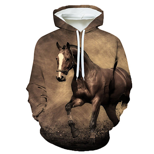 

Men's Hoodie Graphic Horse Holiday Weekend Casual Hoodies Sweatshirts Black