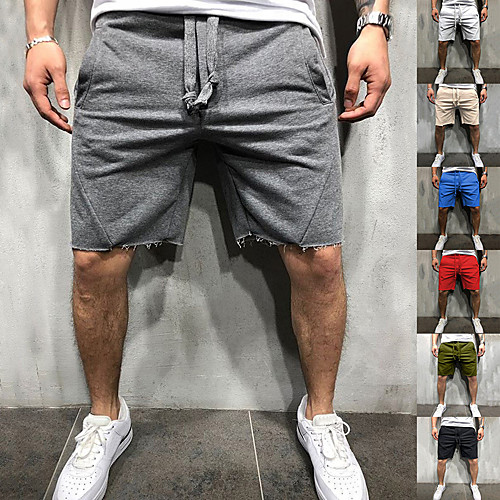 

Men's Running Shorts Sweatshorts Athletic Shorts Bottoms Drawstring Fitness Gym Workout Performance Running Jogging Training Breathable Soft Sport White Black Red Blue Grey Orange Solid Colored