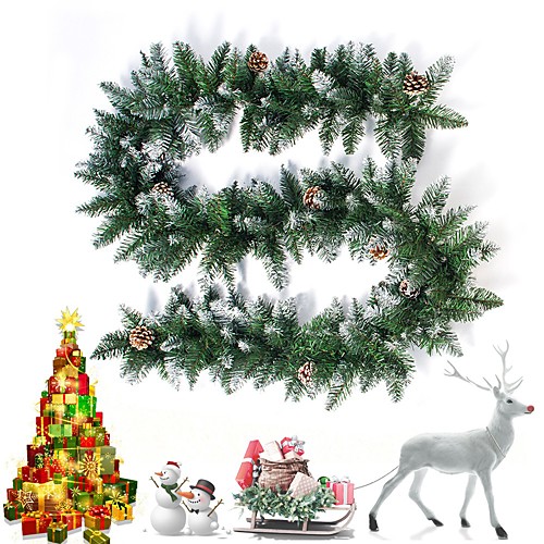 

270cm 106inch Pine Garland with Flocked Cones