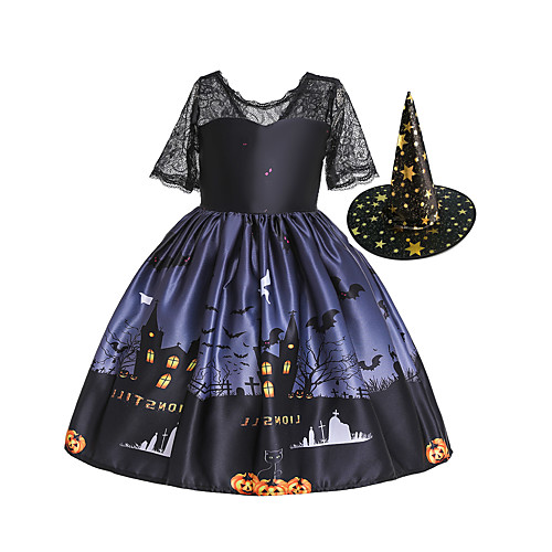 

Witch Dress Kid's Girls' Dresses Vacation Dress Halloween Halloween Festival Halloween Festival / Holiday Polyester Cotton Black Easy Carnival Costumes Pumpkin / Hat / Hat