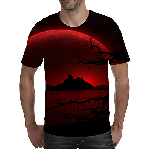 

Men's T shirt 3D Print Graphic Plus Size Print Short Sleeve Daily Tops Elegant Exaggerated Red