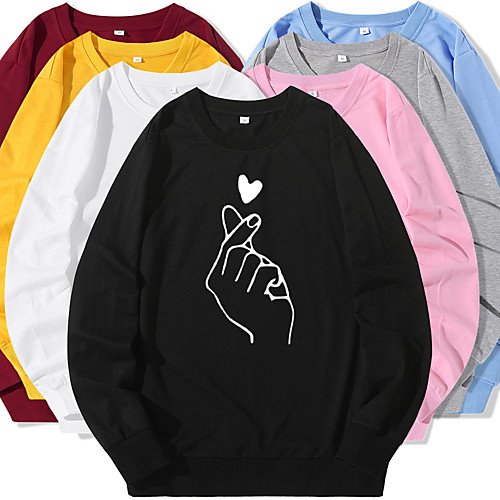 

Women's Sweatshirt Pullover Artistic Style Crew Neck Heart Cartoon Sport Athleisure Sweatshirt Long Sleeve Warm Soft Oversized Comfortable Everyday Use Causal Exercising General Use / Winter