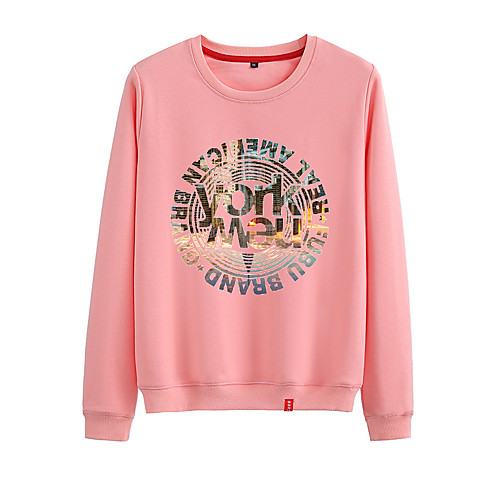 

Women's Sweatshirt Pullover Black White Pink Artistic Style Crew Neck Cute Letter Printed Sport Athleisure Sweatshirt Top Long Sleeve Warm Soft Comfortable Everyday Use Causal Exercising General Use