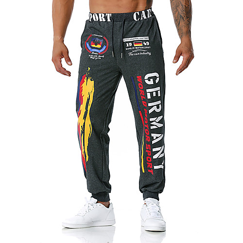 

Men's Loose Sweatpants Pants Letter Full Length Black Light gray Dark Gray / Spring / Fall
