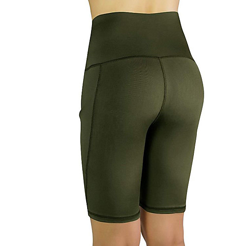 

Women's Yoga Shorts Side Pockets Shorts Bottoms Tummy Control Butt Lift Breathable Black Army Green Burgundy Yoga Fitness Gym Workout Sports Activewear Stretchy