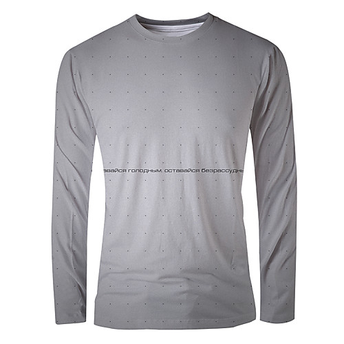 

Men's T shirt 3D Print Polka Dot Graphic Letter Long Sleeve Daily Tops Basic Elegant Gray