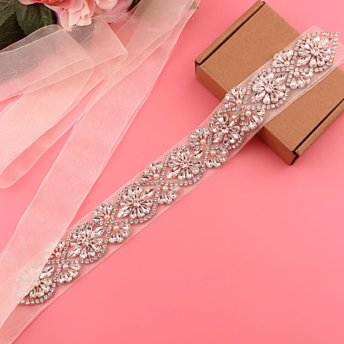 

Satin / Tulle Wedding / Party / Evening Sash With Belt / Appliques / Crystals / Rhinestones Women's Sashes