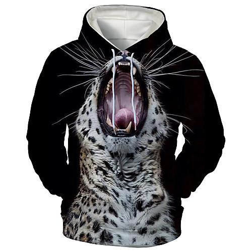 

Men's Hoodie Graphic Leopard Daily Going out 3D Print Casual Hoodies Sweatshirts White