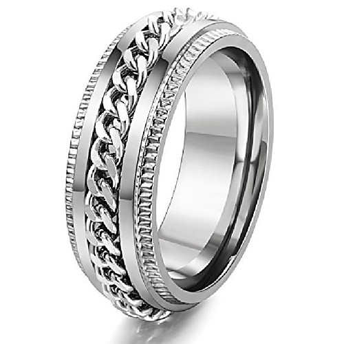 

stainless steel 8mm rings for men chain rings biker grooved edge silver size 12